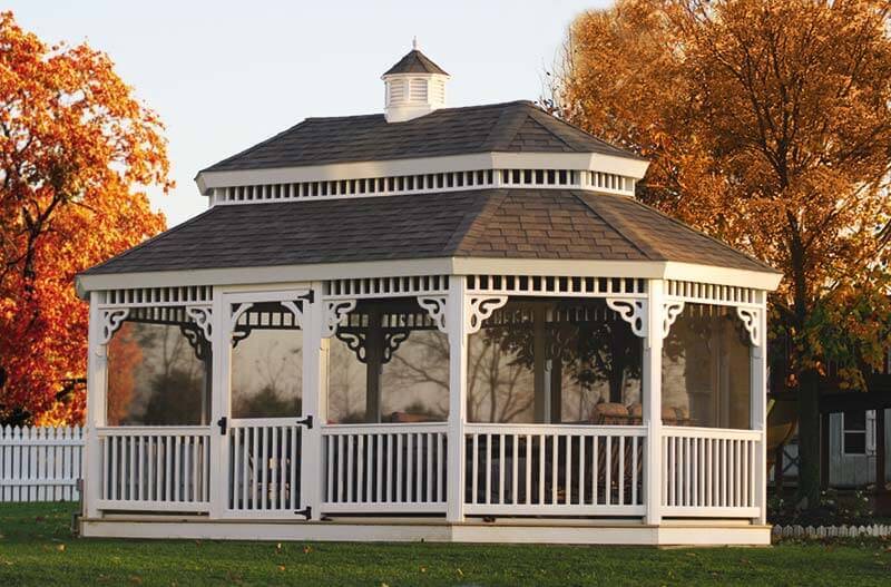 Sunset Oval Gazebo with Screens — Gazebo by Amish Country Gazebos