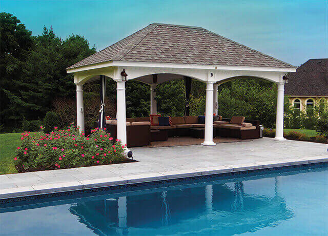 Vinyl Pavilion by the Pool — Pavilion by Amish Country Gazebos